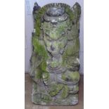 A weathered composite garden statue, study of Ganesh, H60cm
