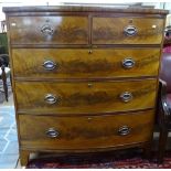 A 19th century mahogany bow-front 5-drawer chest, W107cm