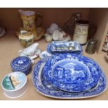 Spode Italian pattern items, Motto Ware jug, pots etc