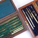2 early 20th century cased drafting sets, one example by S Elliott & Sons with British Broad