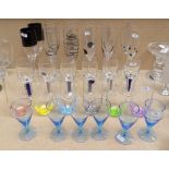 Harlequin set of Bohemia Crystal tumblers, 15.5cm, Champagne flutes and various goblets