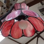 A large Vintage pink marbled-glass ceiling light fitting/shade, shade diameter 47cm