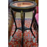 An Empire style ebonised Bijouterie table, on cabriole legs with ormolu mounts, W45cm