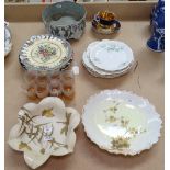 A Cabinet cup and saucer, glass tots, decorative plates etc