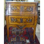 A Continental kingwood bombe chest, inset glazed top, 2 frieze drawers, and ormolu mounts, W70cm