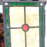 A pair of Vintage leadlight stained glass window panels, 64cm x 25cm (2)