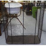 A Victorian brass-framed and mesh panel spark guard, W73cm, H77cm