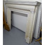 A Victorian painted pine Adams style fire surround, W164cm, H135cm