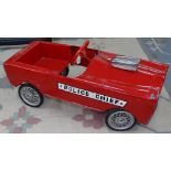 A mid-century painted metal child's pedal Police car, the siren marked Delite