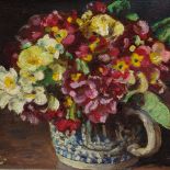 A Egerton Cooper RBA, oil on board, still life flowers in a mug, signed with monogram, 20cm x