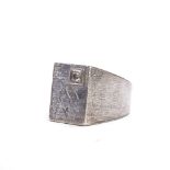 A 14ct white gold gent's diamond set signet ring, 13.7g