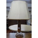An Indian carved hardwood table lamp and shade, height including shade 65cm