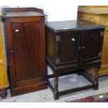 A Victorian mahogany pot cupboard, and a small oak 2-door cupboard