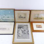 Various pictures, including watercolours, oils, prints and engravings (13)