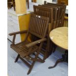 A set of 6 teak slatted garden folding chairs, repainted, originally from Robert Dyas