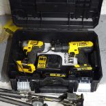 A DeWalt 18v drill and impact driver, with 1 1.3AH and 1 1.5AH battery and charger, cased, GWO