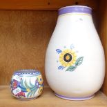 A Carter Stabler & Adams Poole Pottery vase with painted floral design, 24cm, and a similar small