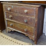 A stripped pine 3-drawer chest, W92cm