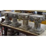 A set of 4 dwarf composite Corinthian column pedestals, W30cm, H41cm