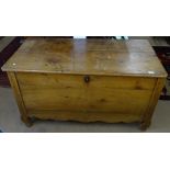 An Antique Continental pine coffer, W122cm