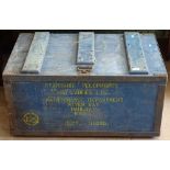 A Vintage steel-bound painted trunk, for Standard Telephones and Cables Ltd Maintenance Department