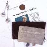 A Union Pacific Railway sterling silver pass, presented to Dr Colin Taylor (Native American