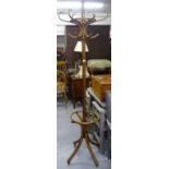 A bentwood hat and coat stand