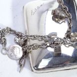 HERMANN SIERSBOL - silver charm bracelets (2), and a plain silver cigarette case, Birmingham 1918