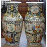 A pair of large Chinese design vases, with enameled and gilded decoration, H93cm