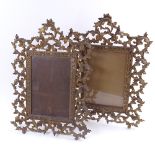 A pair of 19th century gilt-iron framed foliate picture frames, overall height 41cm
