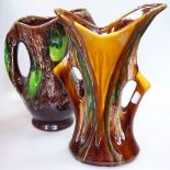 2 Vintage Continental drip glaze vases, tallest 30cm