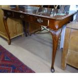 A reproduction mahogany console table with 3 frieze drawers, on cabriole legs, W122cm