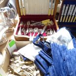 An oak canteen and a large quantity of mixed plated cutlery