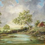 Laine Porter, oil on canvas, farmyard scene, 39cm x 49cm, framed