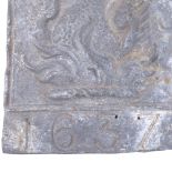 A lead Fire Insurance plaque, relief embossed Phoenix emblem with number 1637, height 21cm