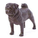 A Bergman style bronze Pug dog, unsigned, length 7cm