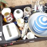 Cornish Ware storage jar, mixing bowl, lamp etc