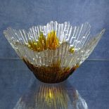 TAUNO WIRKKALA FOR HUMPPILAN LASI - a Vintage Finnish Art glass Aurora bowl, mottled ombre radiating