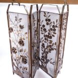 A Vintage gilt-brass 4-fold fire screen, height 92cm