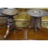 An Indian hardwood occasional table, and a piano stool