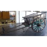 An Antique Cuban 2-wheeled cart, iron and wood-framed, with some restoration, length approximately