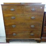 A Regency mahogany chest of 2 short and 3 long drawers, on bracket feet, W90cm