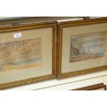 A pair of 19th century watercolours, coastal scenes, indistinctly signed, framed
