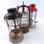 A German pre-ww2 oil lantern, marked FEURHAND H201, and 2 other Vintage metal portable oil lanterns
