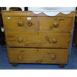 An Antique pine 4-drawer chest, W81cm