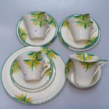 Myotts Art Deco tea set with painted floral motifs
