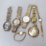 A collection of lady's and gent's wristwatches, to include Seiko Citizen, a Rotary gold plated