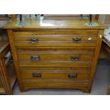 An Edwardian satin walnut 3-drawer chest, W90cm