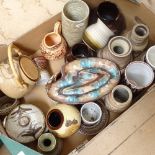 Studio Pottery vases, dishes, teapot etc