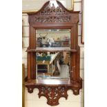 A 19th century mahogany 2-tier mirrored hanging shelving unit, overall height 100cm